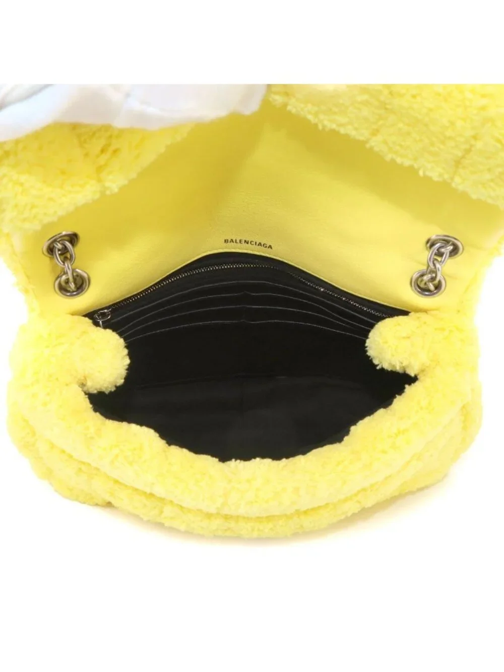 Balenciaga Monaco Chain Shoulder Bag Pile Yellow Silver